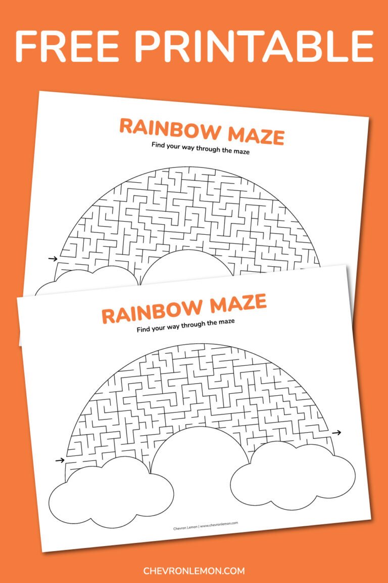 Printable rainbow maze - Chevron Lemon