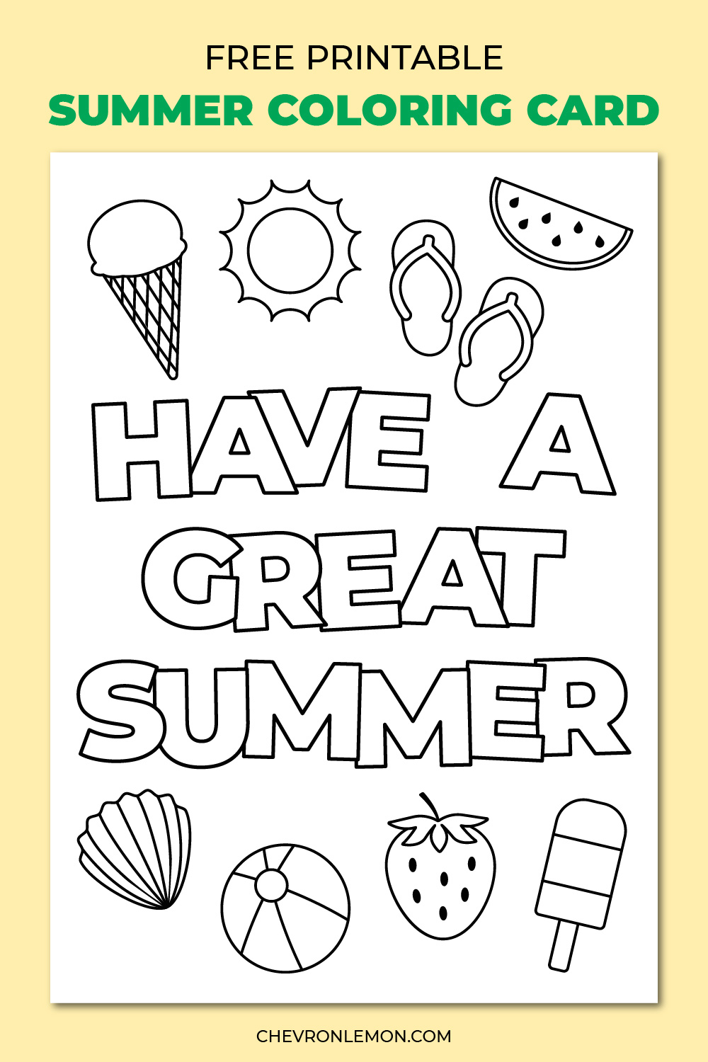 printable Have a Great Summer coloring card