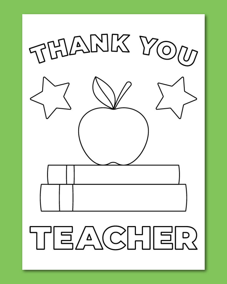 printable thank you teacher coloring card