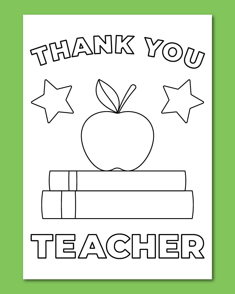 printable thank you teacher coloring card