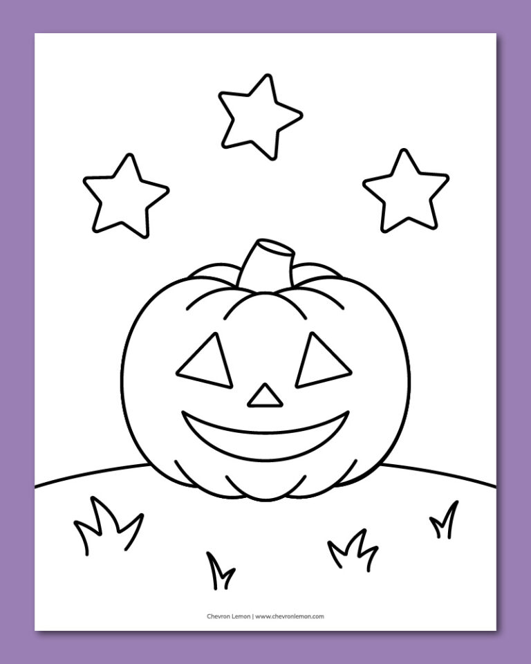 Printable bold and easy Halloween coloring pages - Chevron Lemon