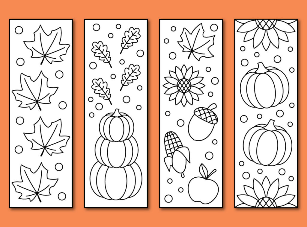 Printable fall coloring bookmarks - Chevron Lemon