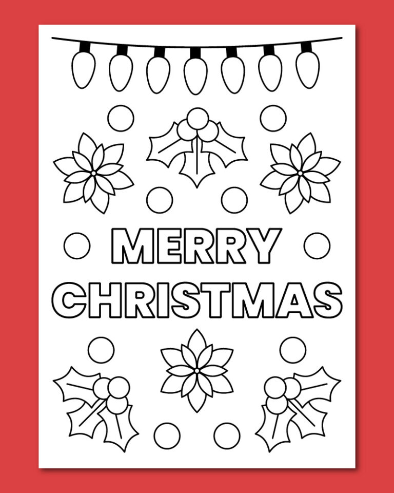 printable Merry Christmas coloring card
