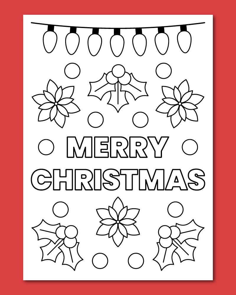 printable Merry Christmas coloring card