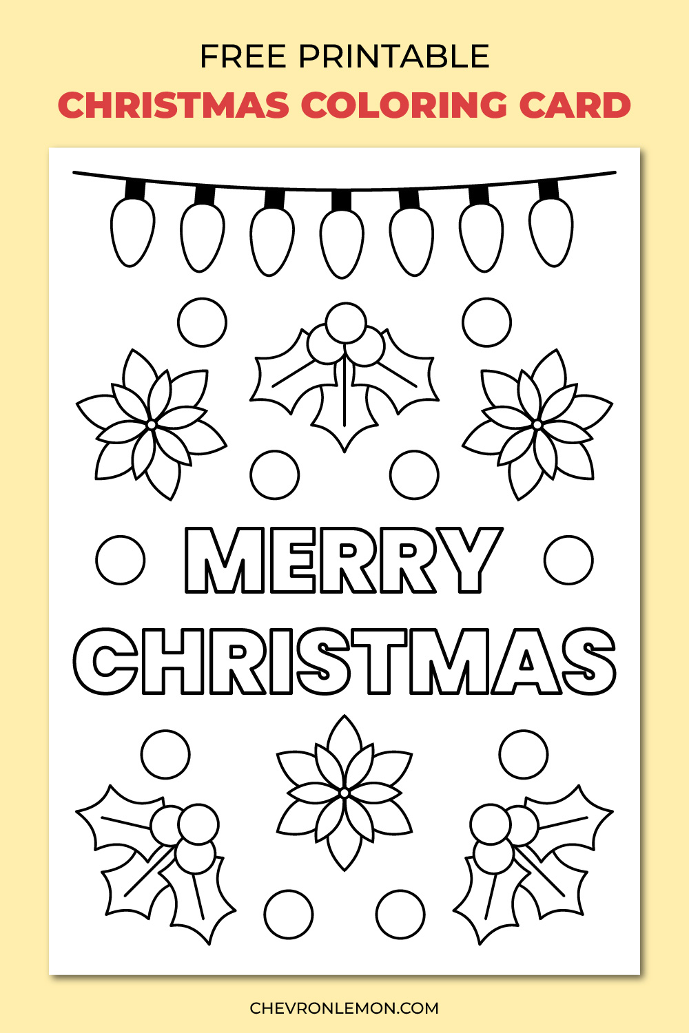 printable Merry Christmas coloring card