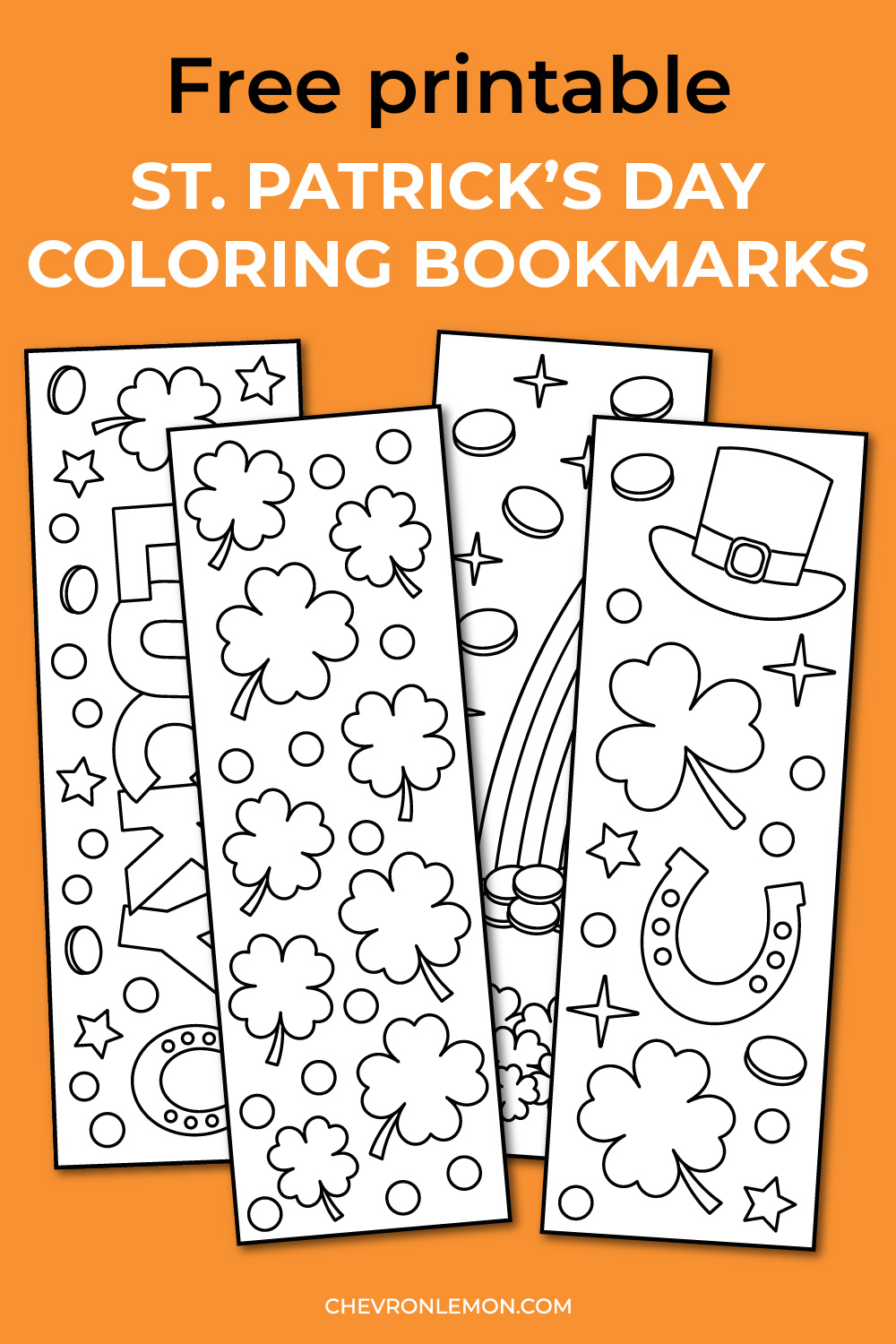 printable St. Patrick's Day coloring bookmarks