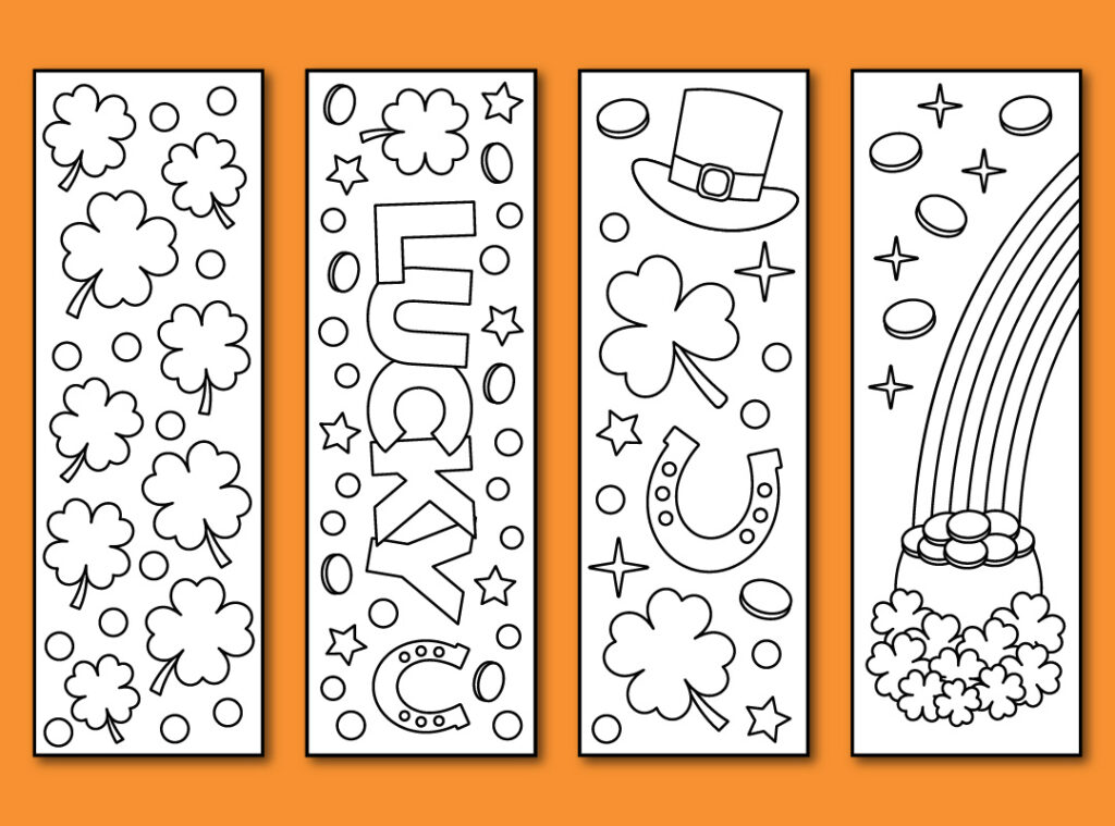 printable St. Patrick's Day coloring bookmarks