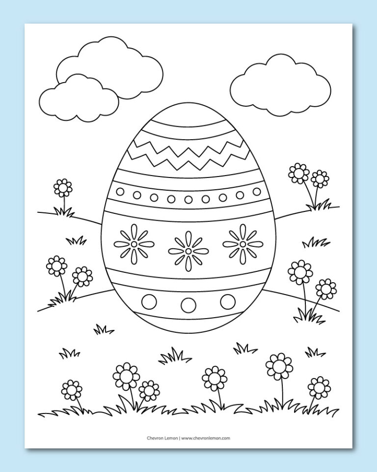 printable Easter egg on the grass coloring page