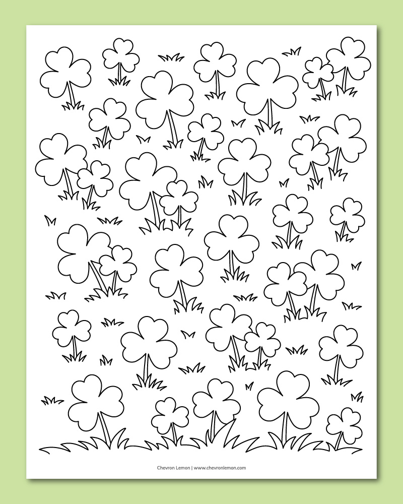 printable shamrock field coloring page