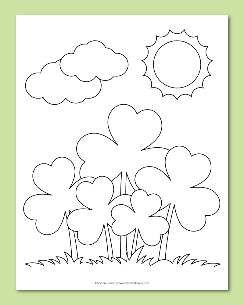 printable shamrock field coloring page