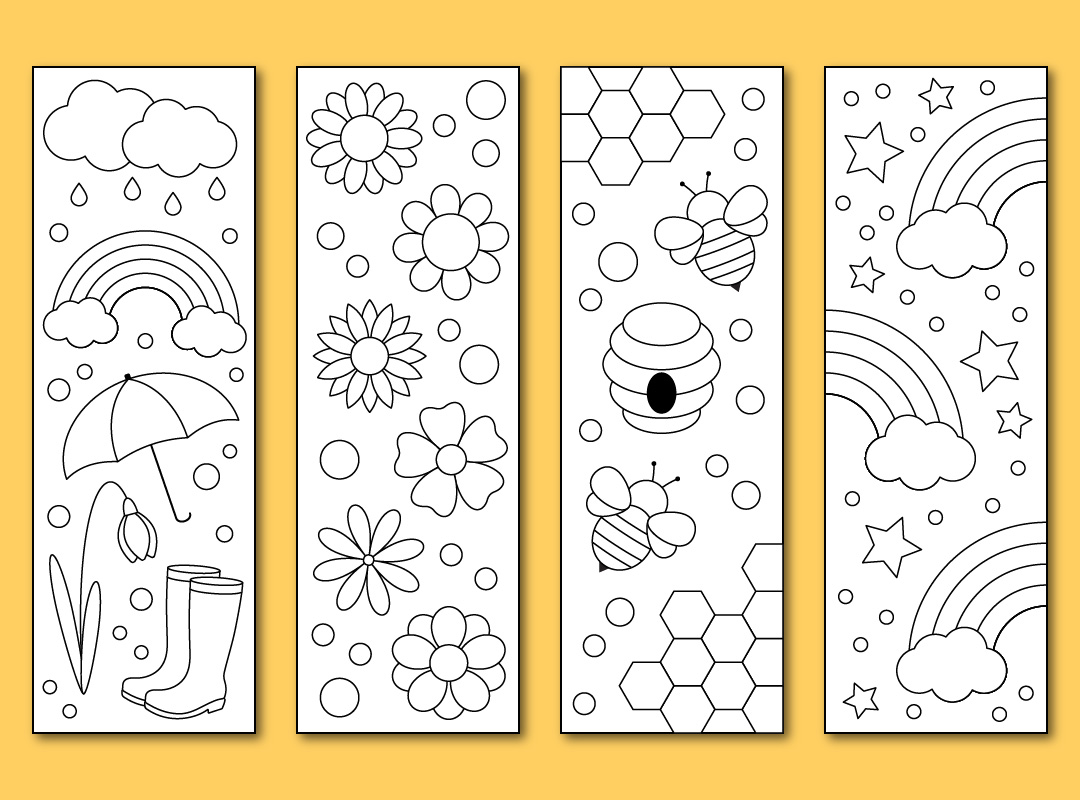 printable spring coloring bookmarks